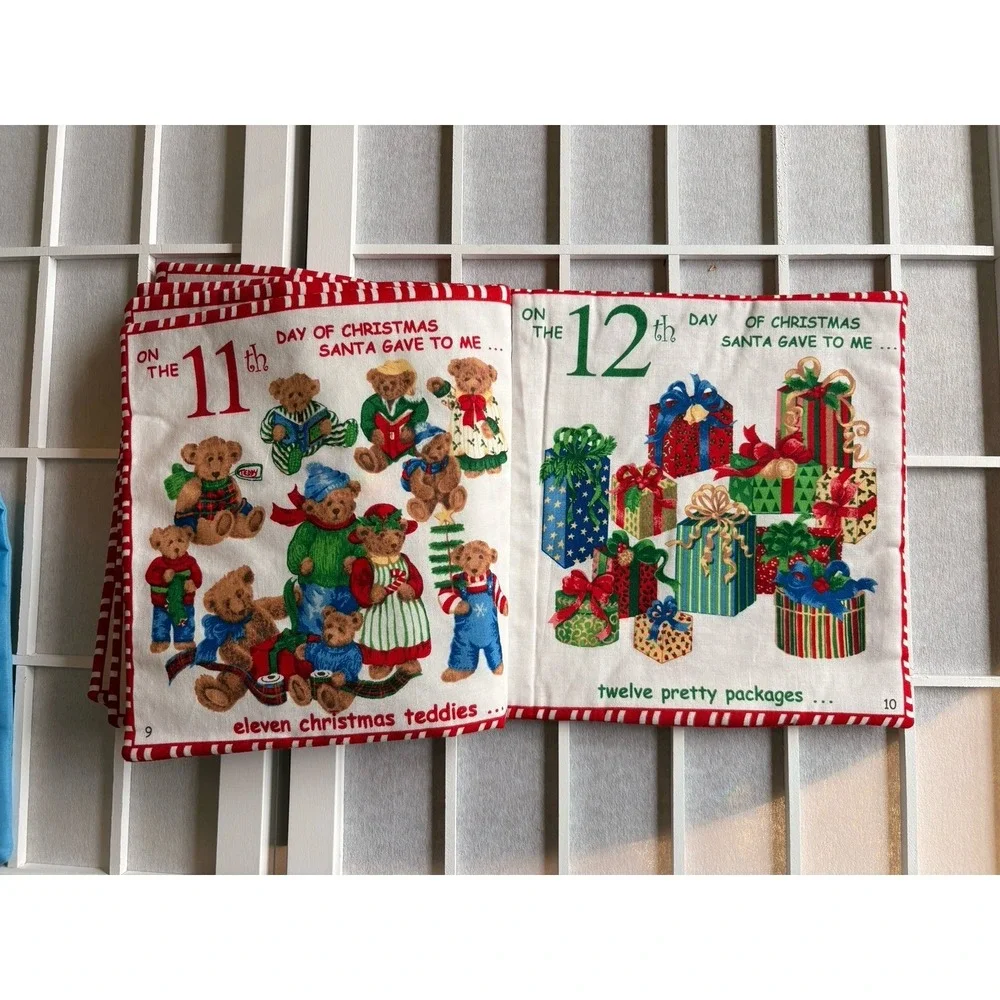 3 Fabric Panel Soft Baby Book Holiday Christmas Frosty, Follow The Star, 12 Days